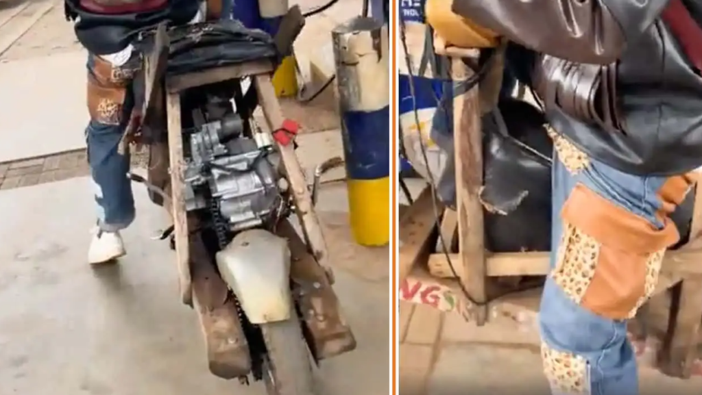 Motocicleta de madeira feita em casa surpreende por funcionar de verdade